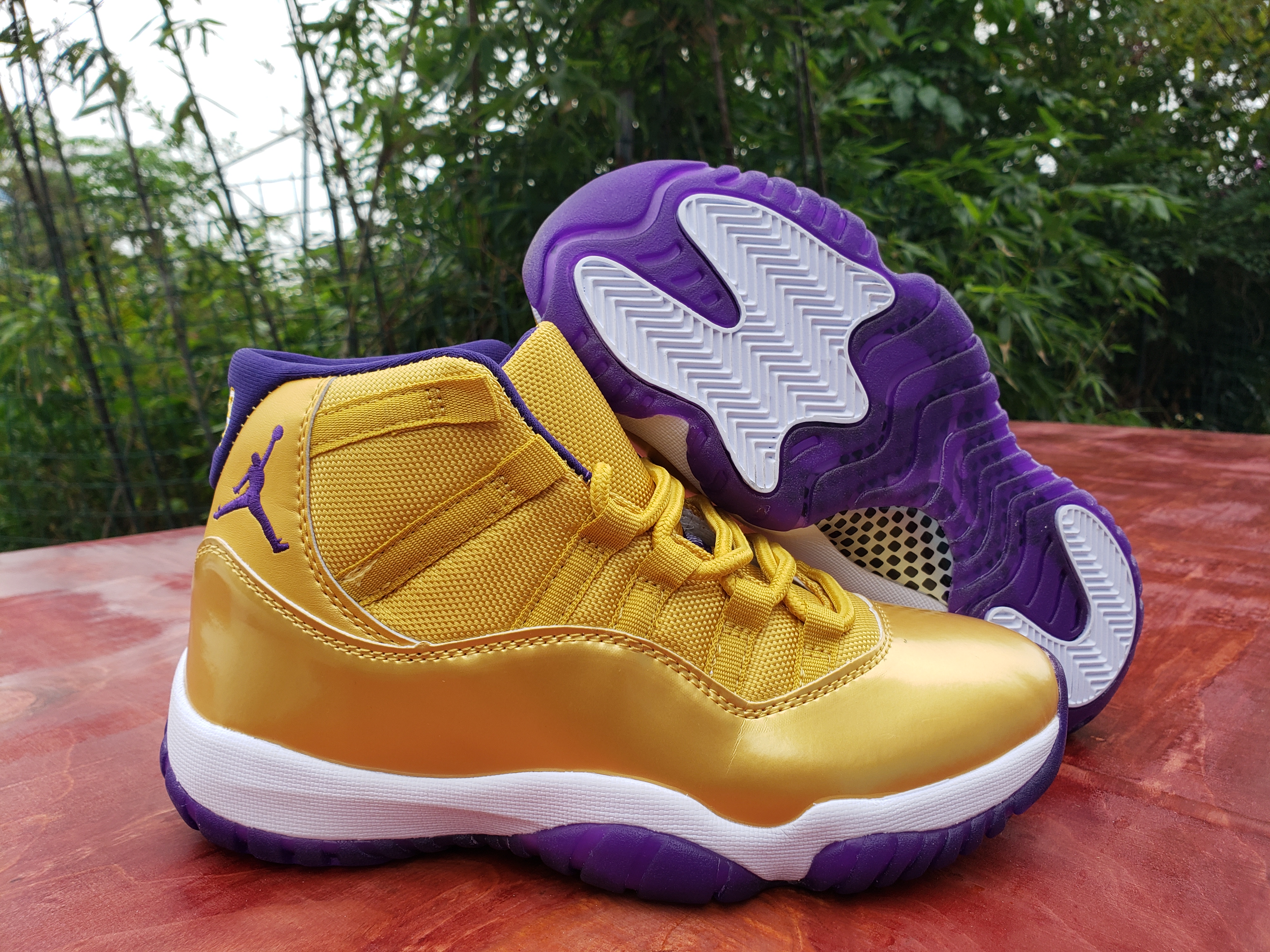 2020 Air Jordan 11 High Gold Purple Shoes - Click Image to Close